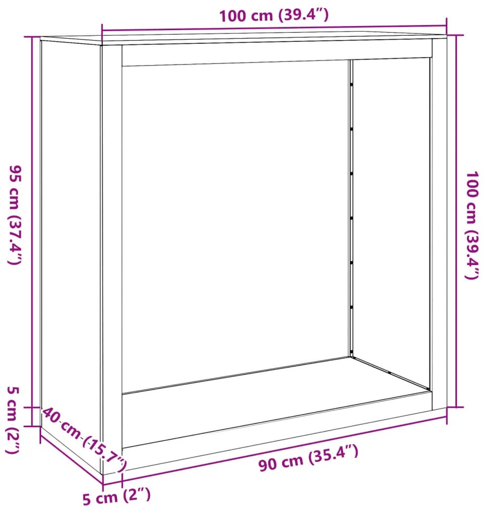 Suporte para lenha 100x40x100 cm aço preto