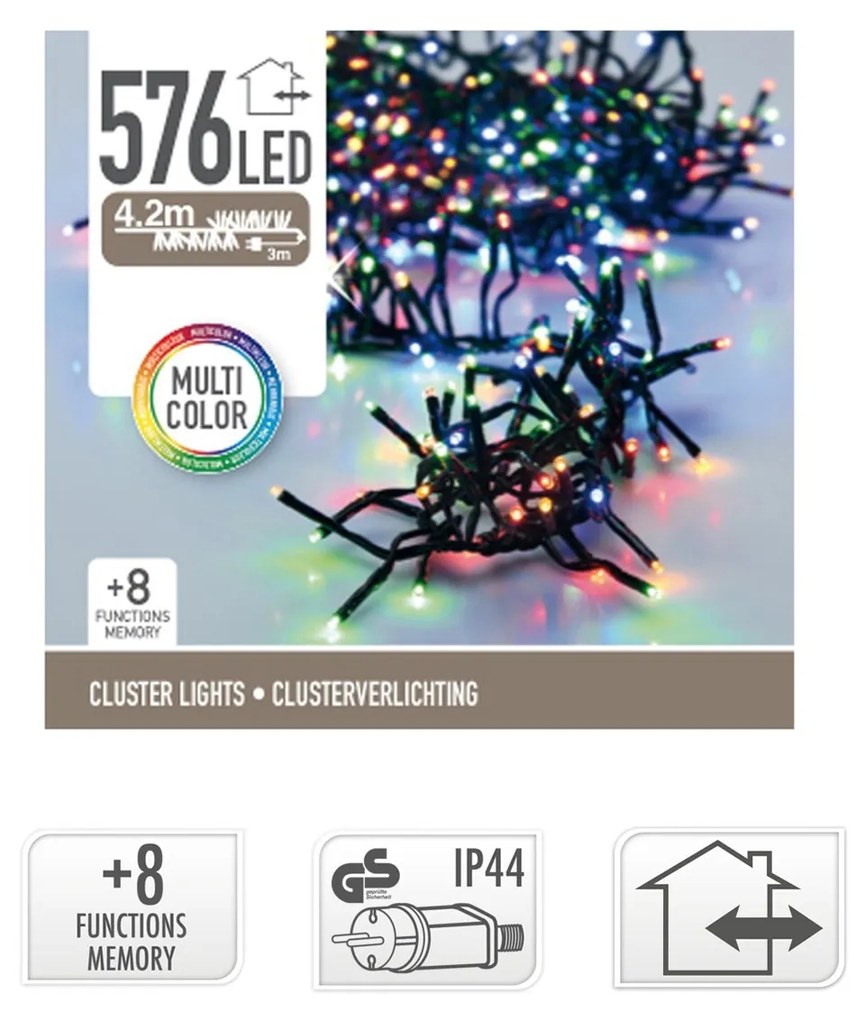 Grinalda 576 Leds Luz Multicor 4M