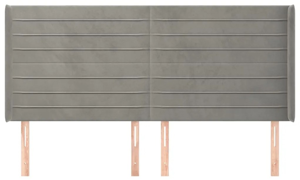 Cabeceira cama c/ abas veludo 203x16x118/128 cm cinzento-claro