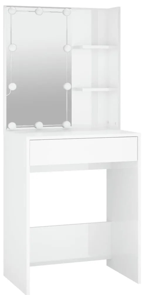 Toucador com LEDs 60x40x140 cm branco brilhante