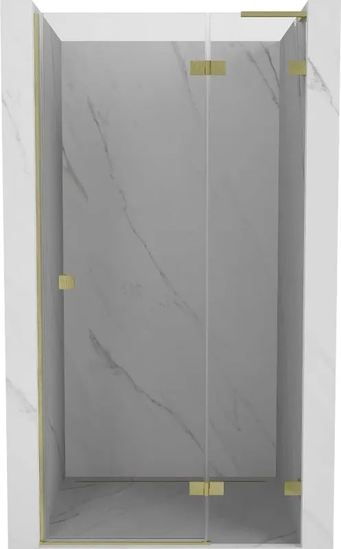 Mexen Lunar L porta de duche de abrir direita 80 cm, transparente, dourada escovada - 834L-080-000-55-00-P