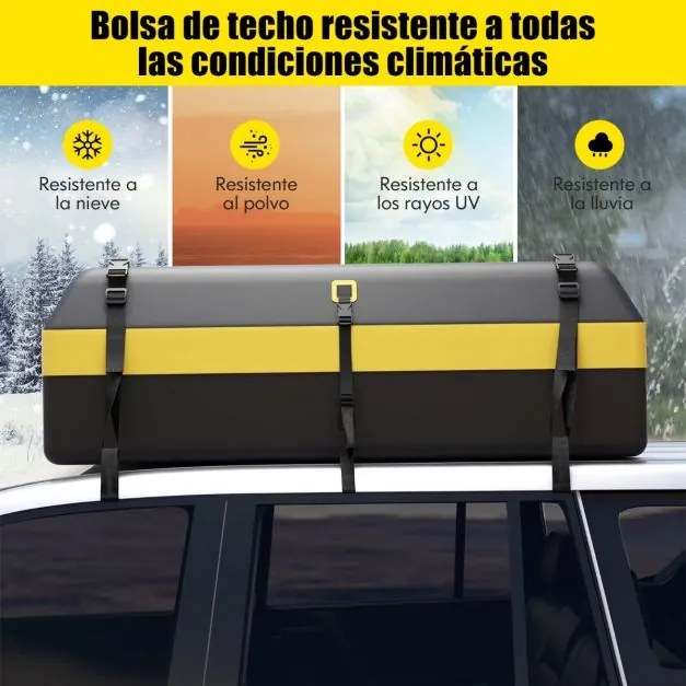 Mala 600L de carga para tejadilho do carro Saco de carga para tejadilho do carro à prova de água Saco de bagagem para carro com 10 correias Amarelo e