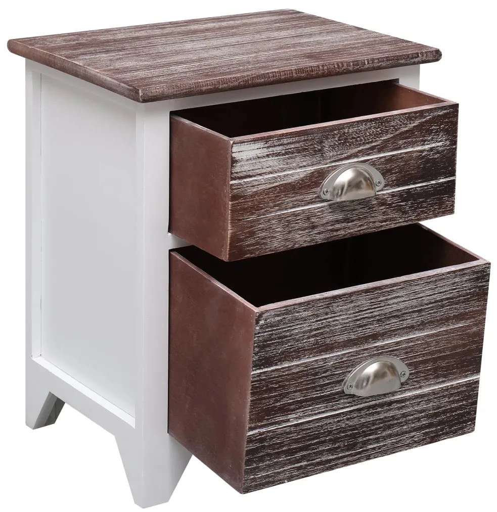 Mesa de cabeceira 38x28x45 cm madeira paulownia castanho/branco