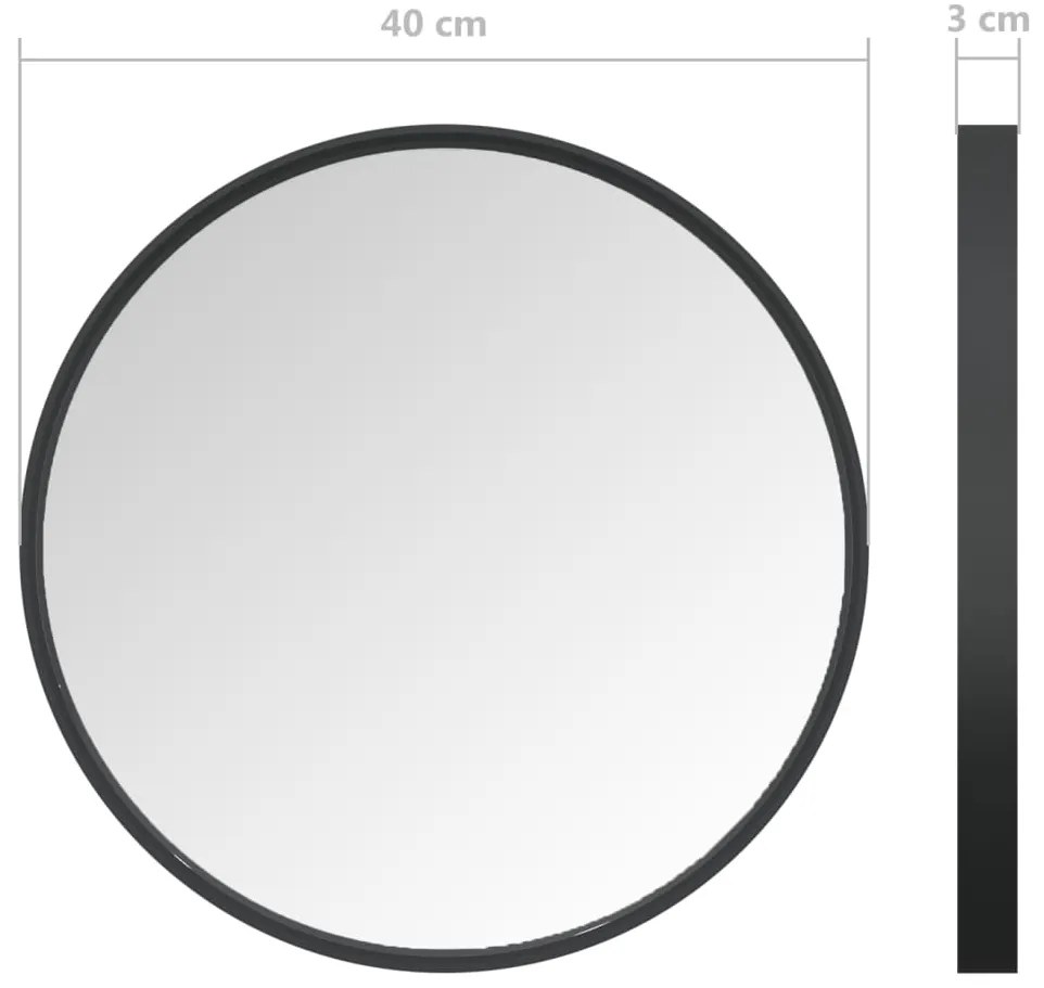 Espelho de parede 40 cm preto