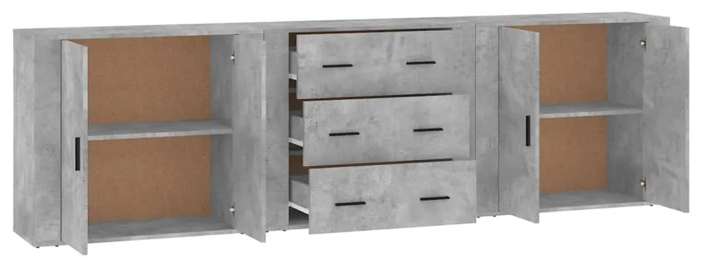 Aparadores 3 pcs derivados de madeira cinzento cimento