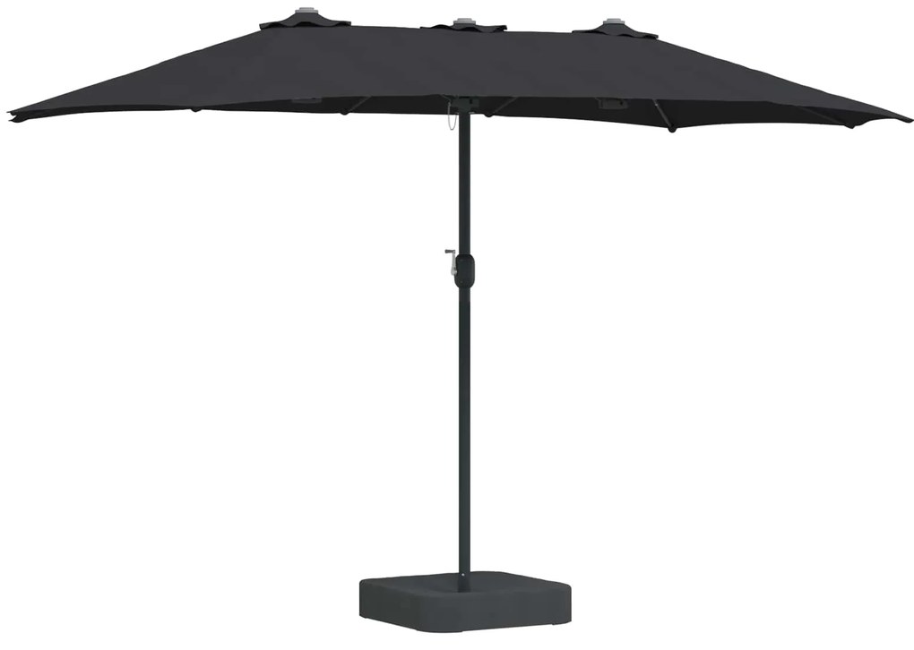 vidaXL Guarda-sol de Jardim Preto 385 x 209 x 244 cm Poliéster