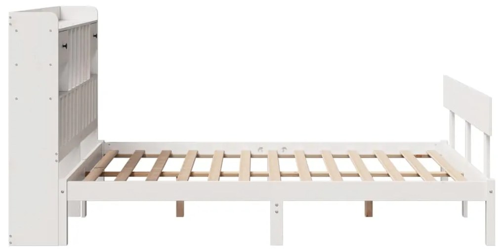 Cama com estante sem colchão 140x190 cm pinho maciço branco