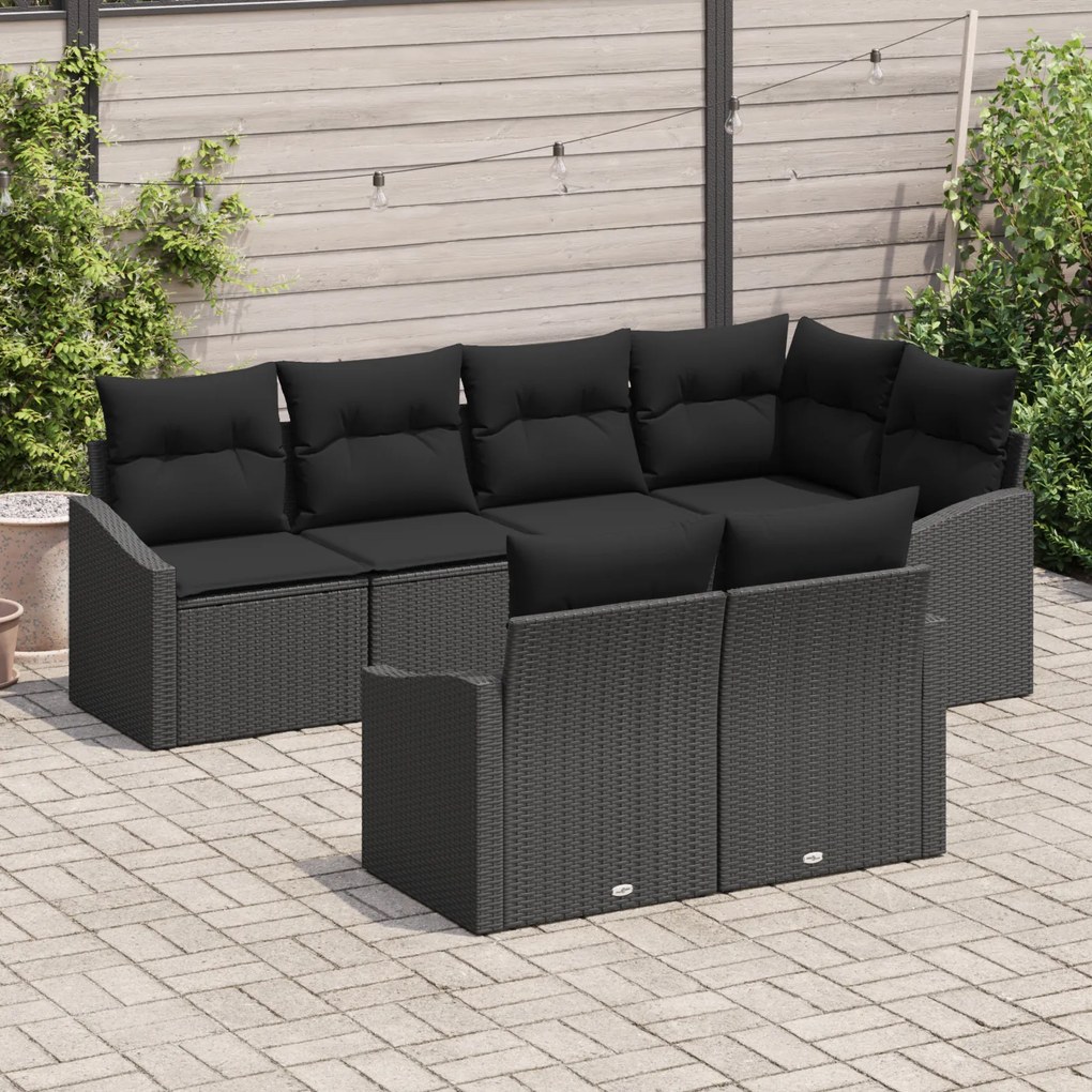 Conjunto de Jantar para Jardim de 7 Peças com Almofadas em Rattan Sint