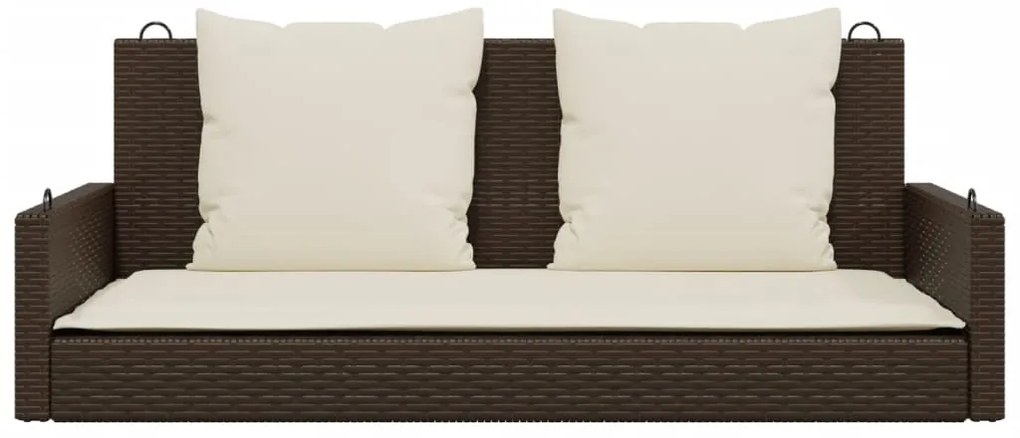 Banco baloiço com almofadões 119x56x48 cm vime PE castanho