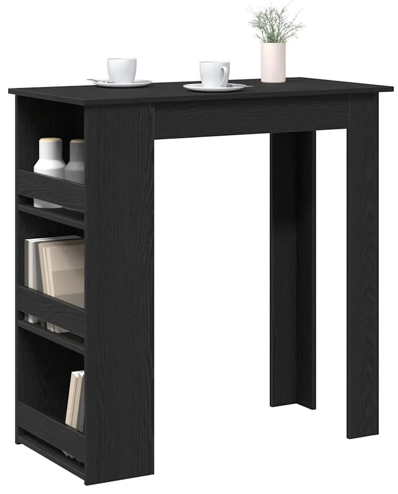 Mesa de bar com prateleira 102x50x103,5 cm carvalho preto