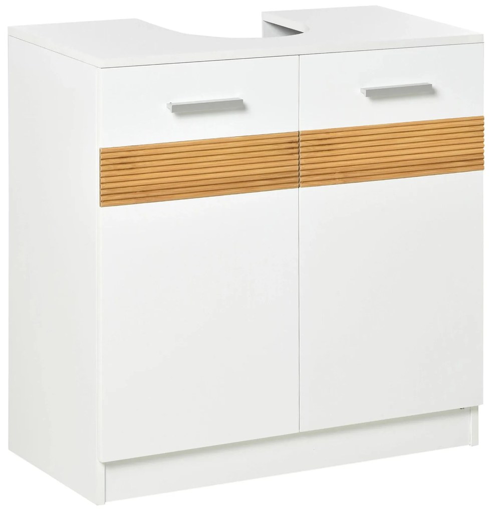 Kleankin Móvel para Lavatório Pousar Armário Casa de Banho de Madeira com 2 Portas e Prateleira Interior Estilo Moderno 60x30x60,5cm Branco