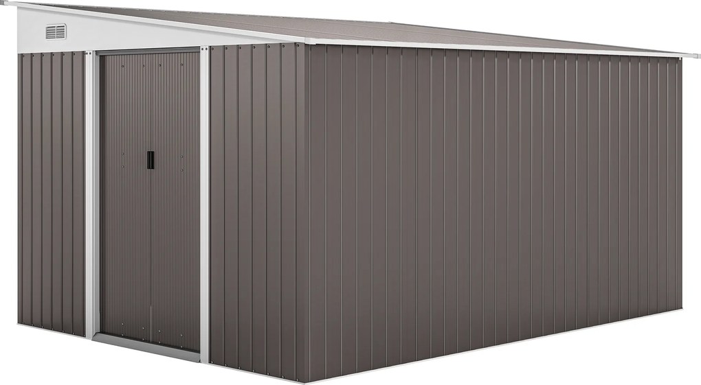 Outsunny Abrigo de Jardim 8,9 m² 280x345x201 cm Abrigo de Exterior de Aço para Armazenamento com Portas e 2 Janelas Cinza | Aosom Portugal