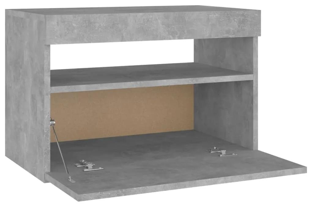 Mesa de cabeceira &amp; luzes LED 2 pcs 60x35x40 cm cinza cimento