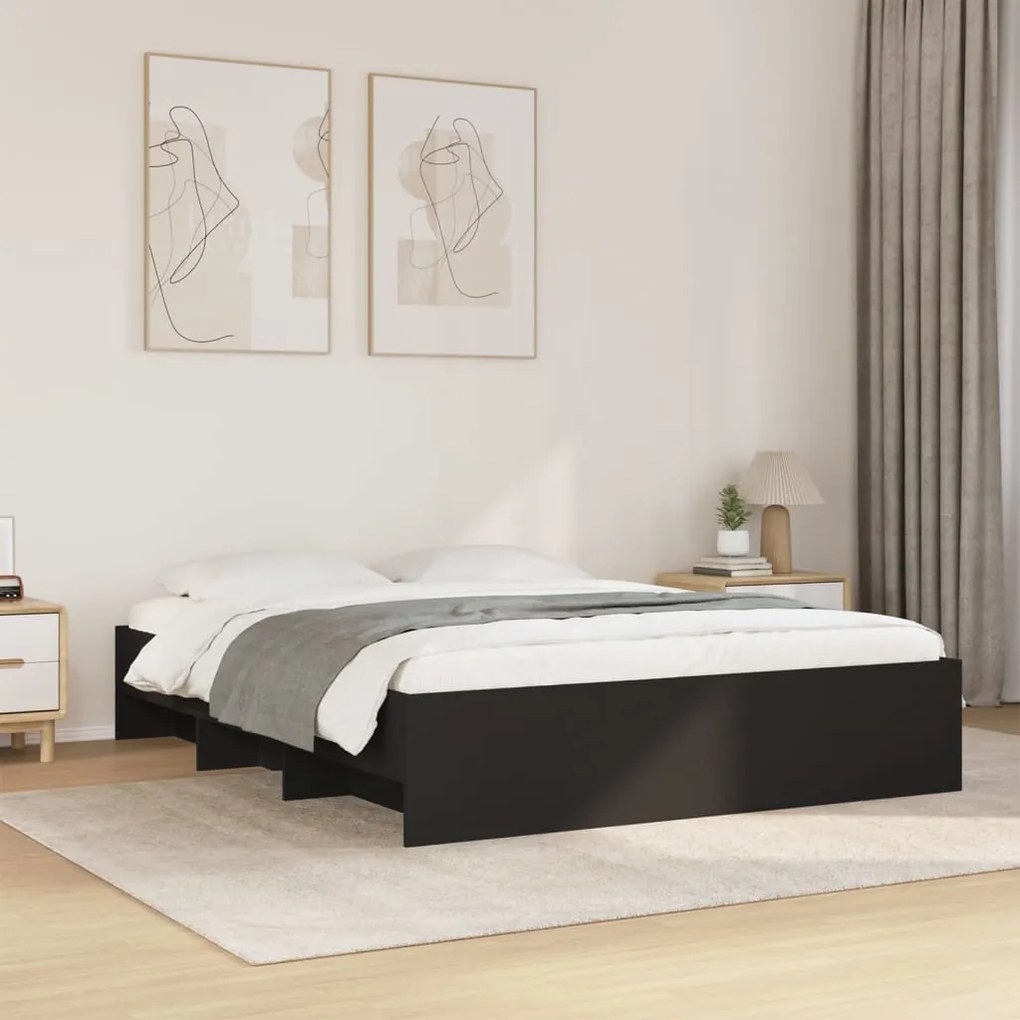 Estrutura de cama sem colchão 160x200 cm preto