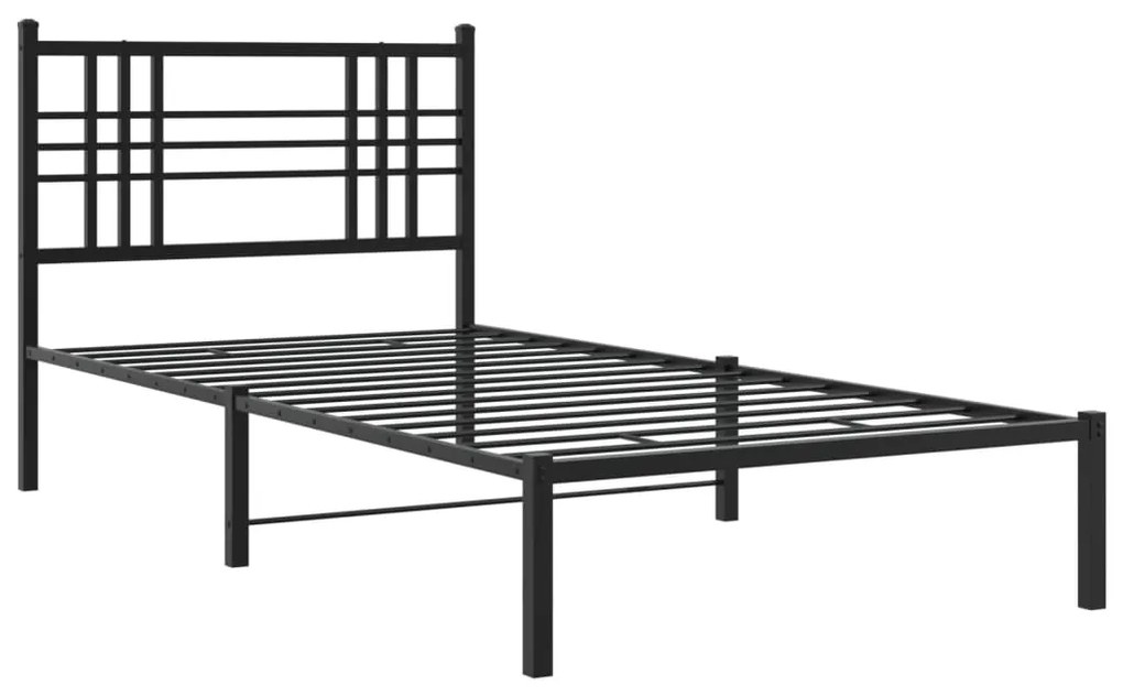 Estrutura de cama com cabeceira 90x200 cm metal preto