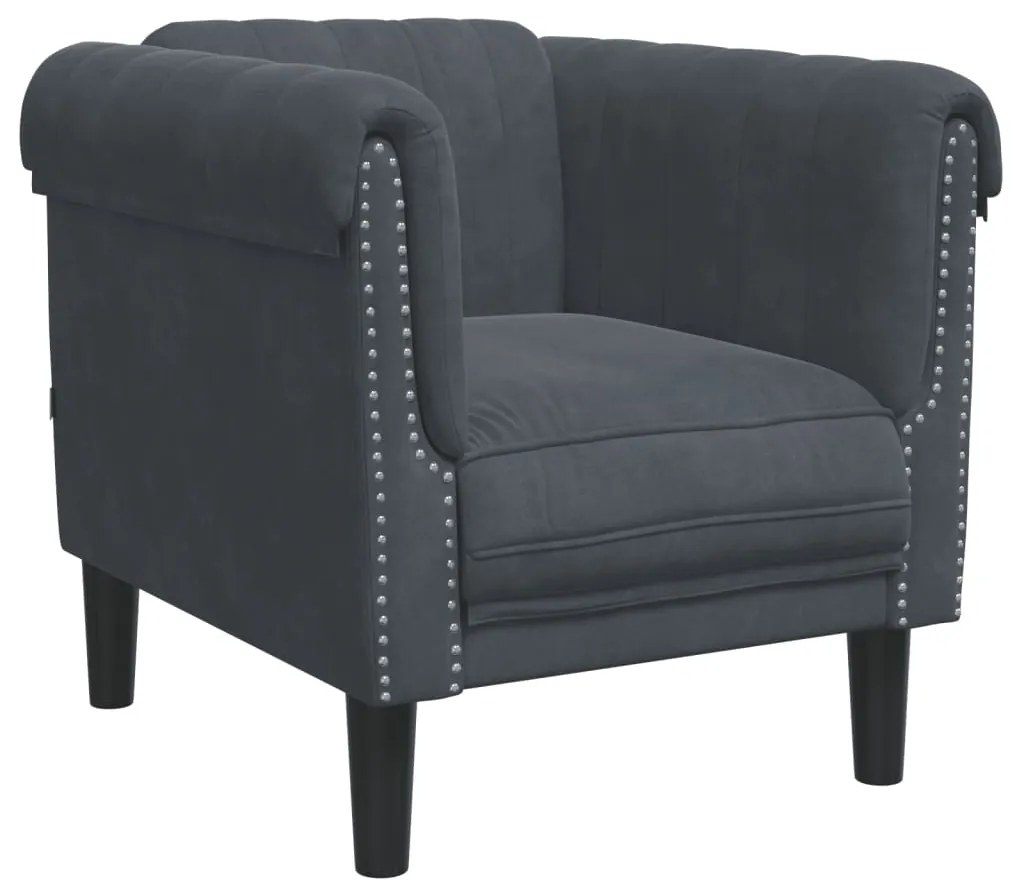3 pcs conjunto de sofás veludo cinzento-escuro