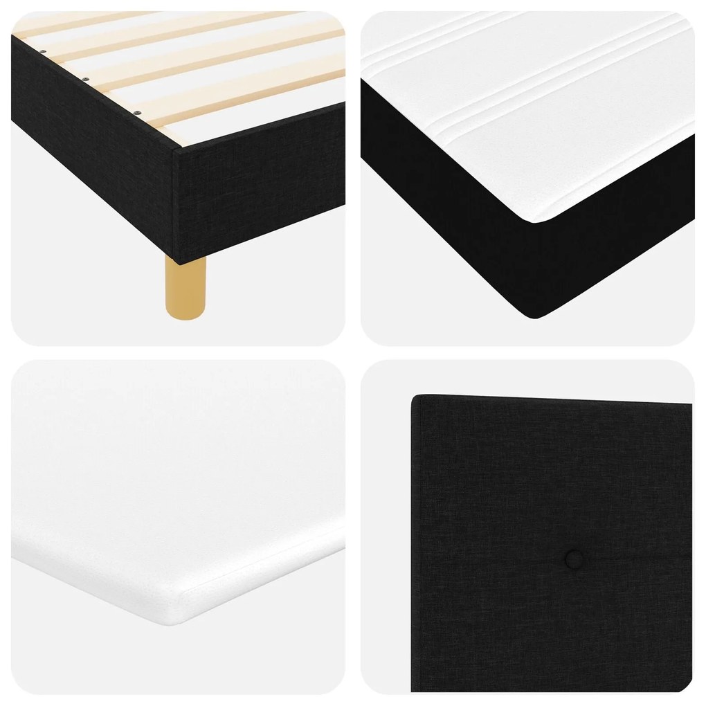 Cama Box com Colchão Preta 90x190 cm Tecido