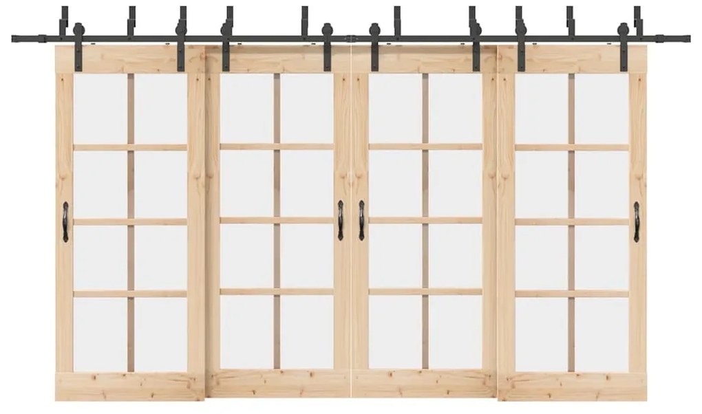 Kit de ferragens para porta deslizante 400 cm aço preto