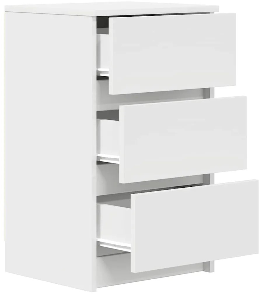 Mesa de cabeceira com 3 gavetas 39x35x65 cm branco