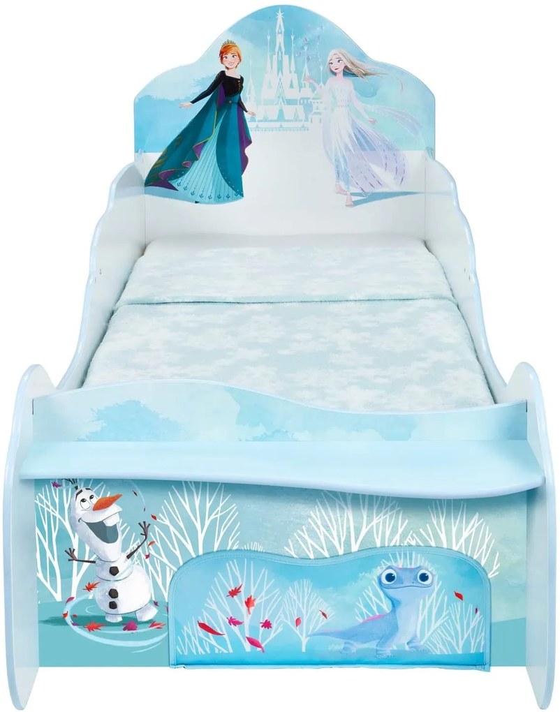 CAMA INFANTIL DE TRENÓ FROZEN 2 CRIANÇA COM COLCHÃO E ALMOFADA 85x73x158 cm