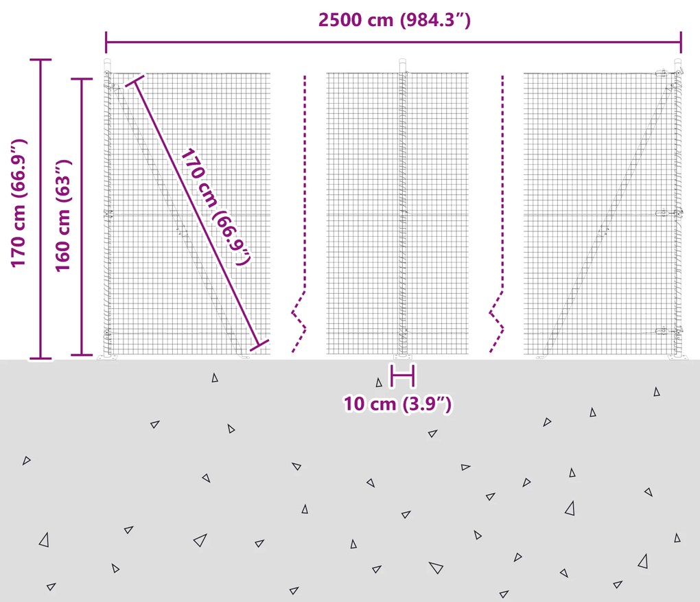 Cerca de Arame Soldado com 13 Postes Flangeados 1,6x25 m Aço Galvaniza