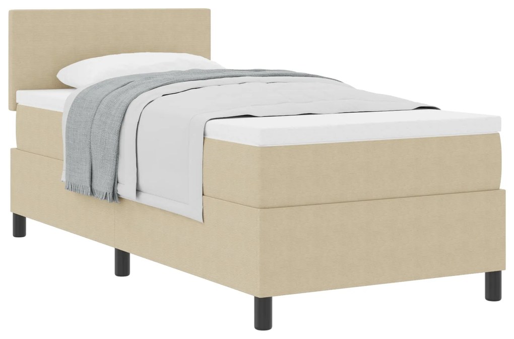 Cama Box Spring com Colchão Verde Claro Cinza 90x200 cm Tecido de Velu