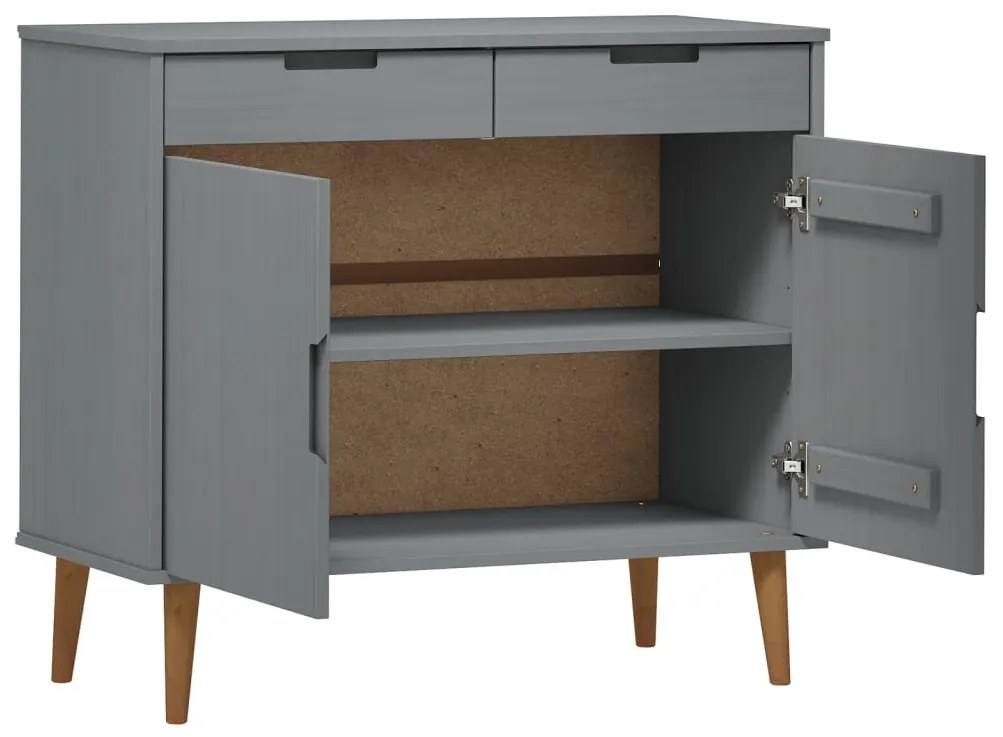 Armário Alto Eva em Pinho Maciço - Cinzento - Design Escandinavo