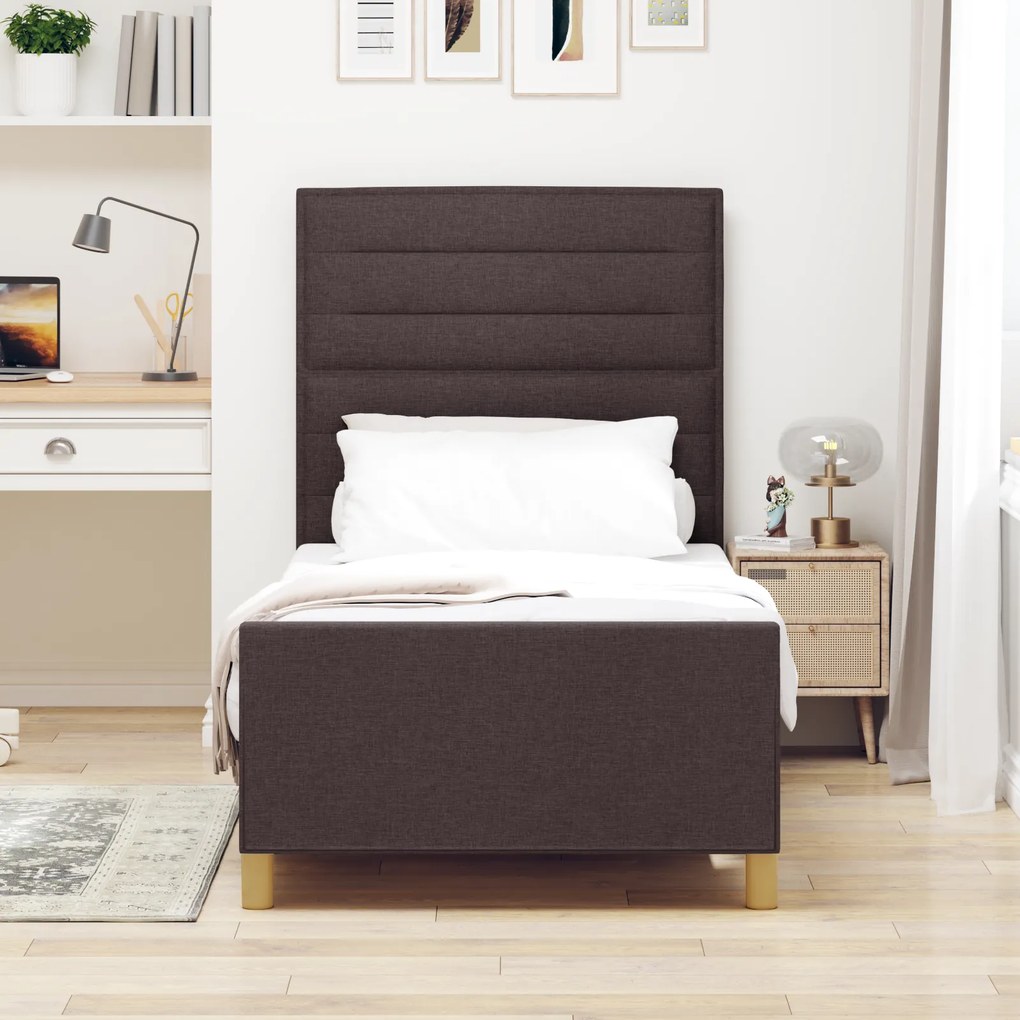 Cama vidaXL Marrom Escuro 90x200 cm Tecido