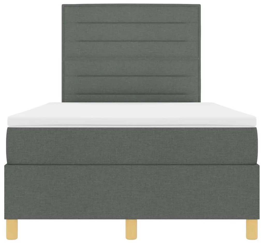 Cama Box Spring com Colchão &amp; LED Cinza Escuro 120x200 cm Tecido