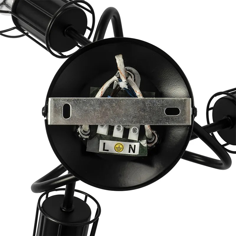 Candeeiro de teto moderno preto 40 cm redondo 3 luzes - Botu Moderno