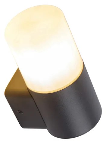 Candeeiro de parede exterior moderno preto com cúpula opala IP44 - Odense Moderno