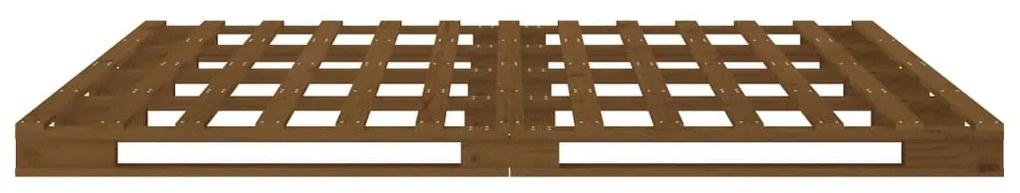 Cama de paletes king 150x200 cm pinho maciço castanho mel