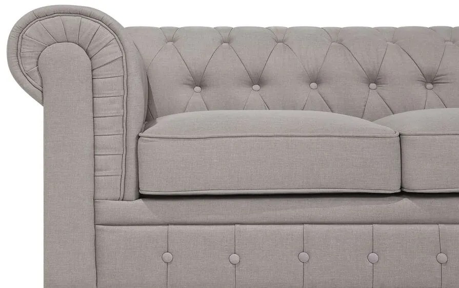 Sofá de canto com 6 lugares versão à direita em tecido creme CHESTERFIELD Beliani