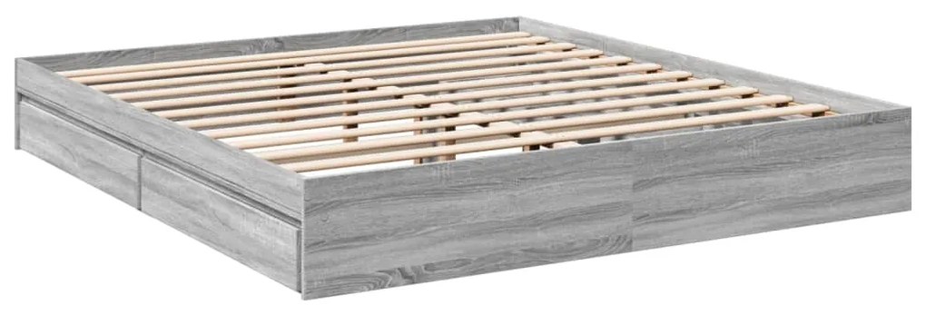 Estrutura de cama c/ gavetas derivados madeira cinza sonoma