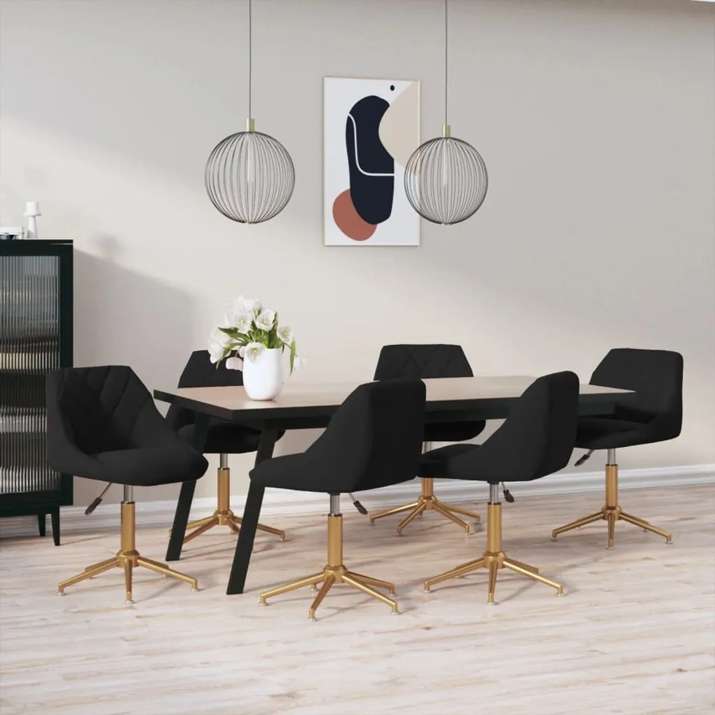 vidaXL Cadeiras de jantar giratórias 6 pcs veludo preto