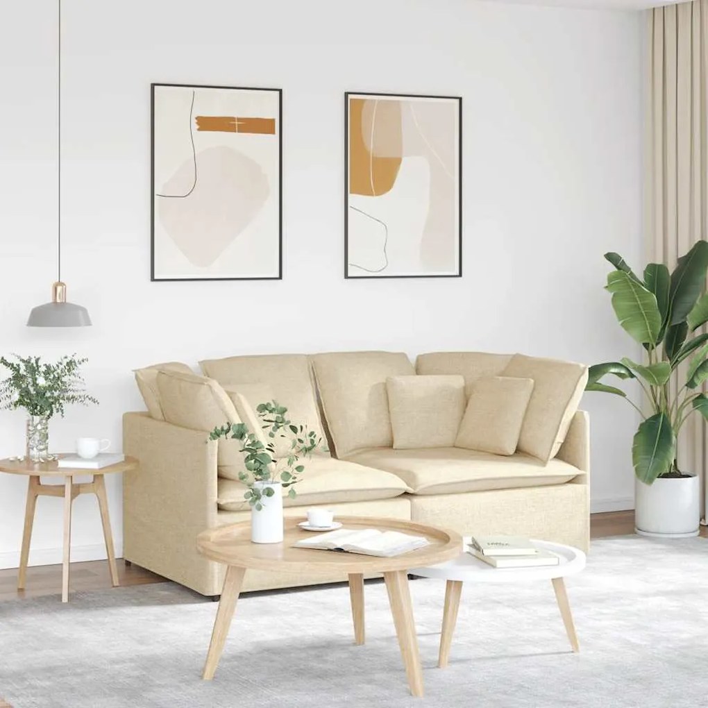 vidaXL Sofá modular com almofadas tecido creme