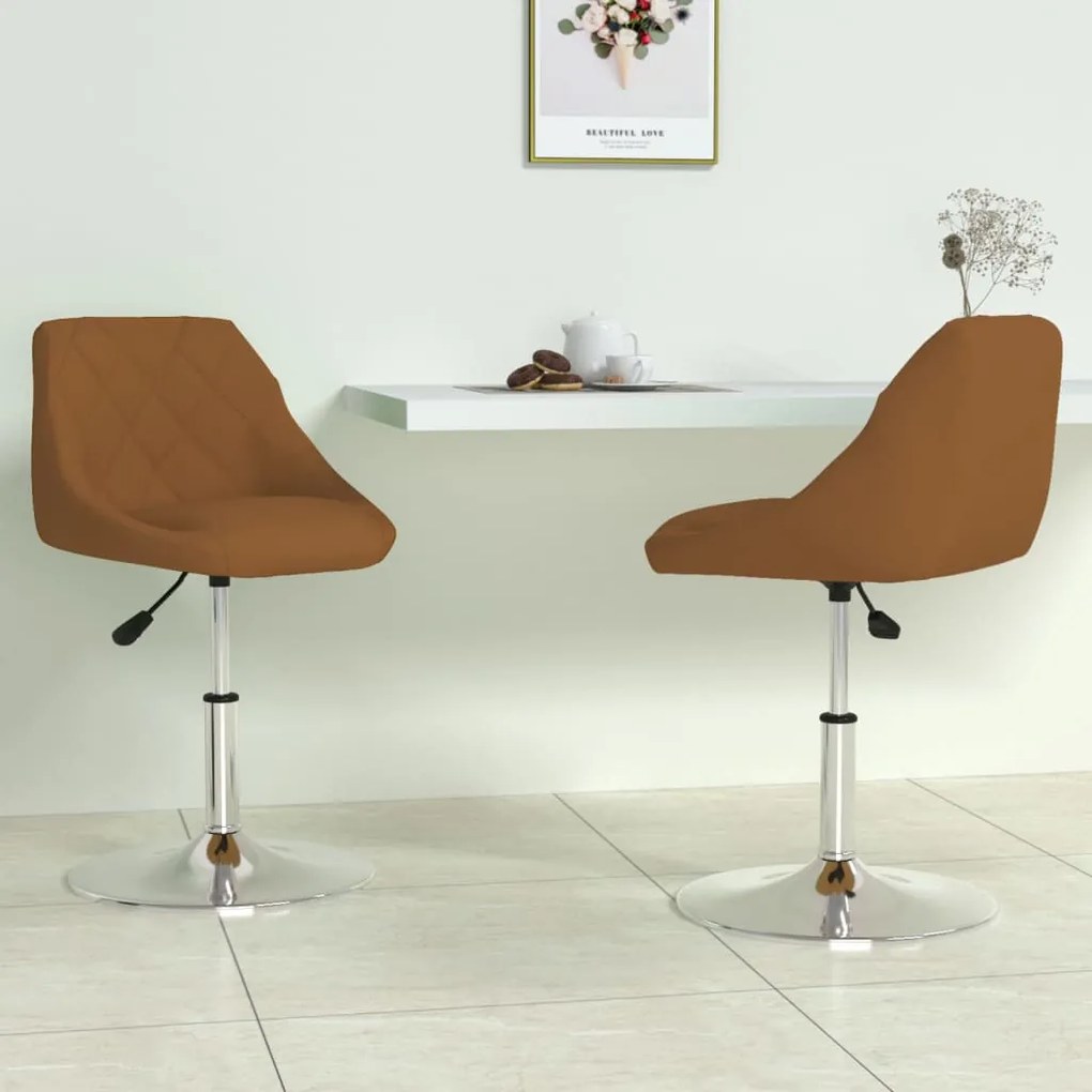 vidaXL Cadeiras de jantar giratórias 2 pcs veludo castanho