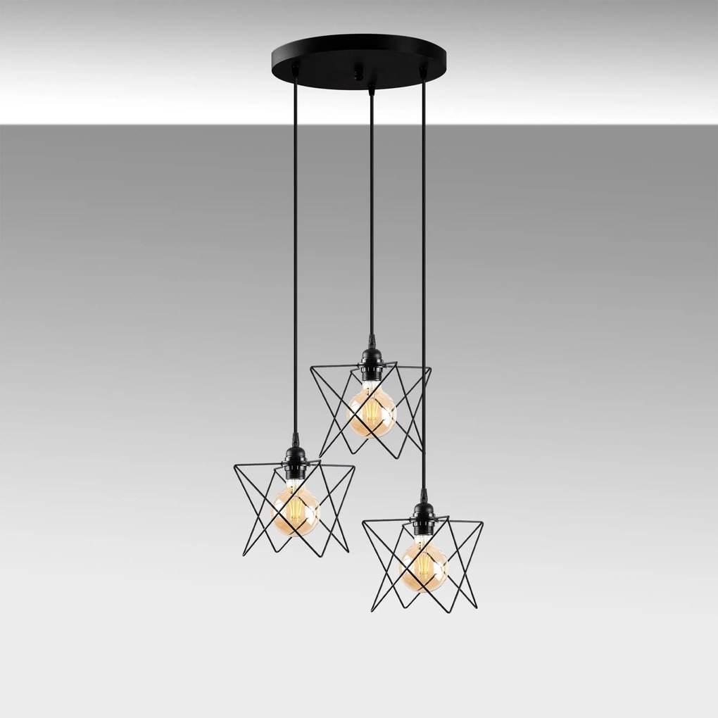 Candeeiro Chandelier Akkas – Preto – Diâmetro 54 cm, Altura Ajustável