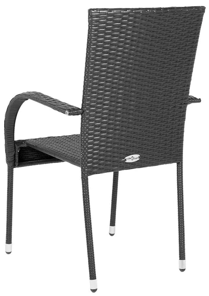 Cadeiras de exterior empilháveis 6 pcs vime PE preto