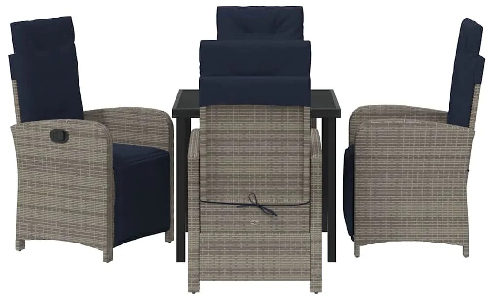 Conjunto de Jantar de 5 Peças pra Jardim em Rattan Sintético Cinza