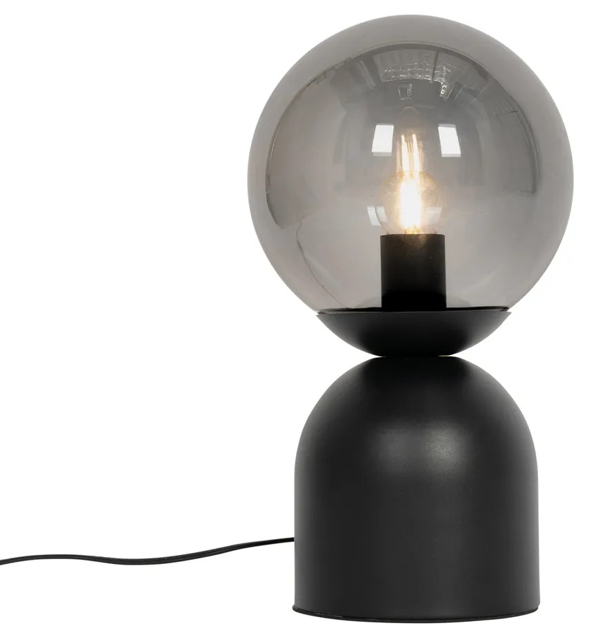 Candeeiro de mesa Hotel Chic preto com vidro fumê - Pallon Trend