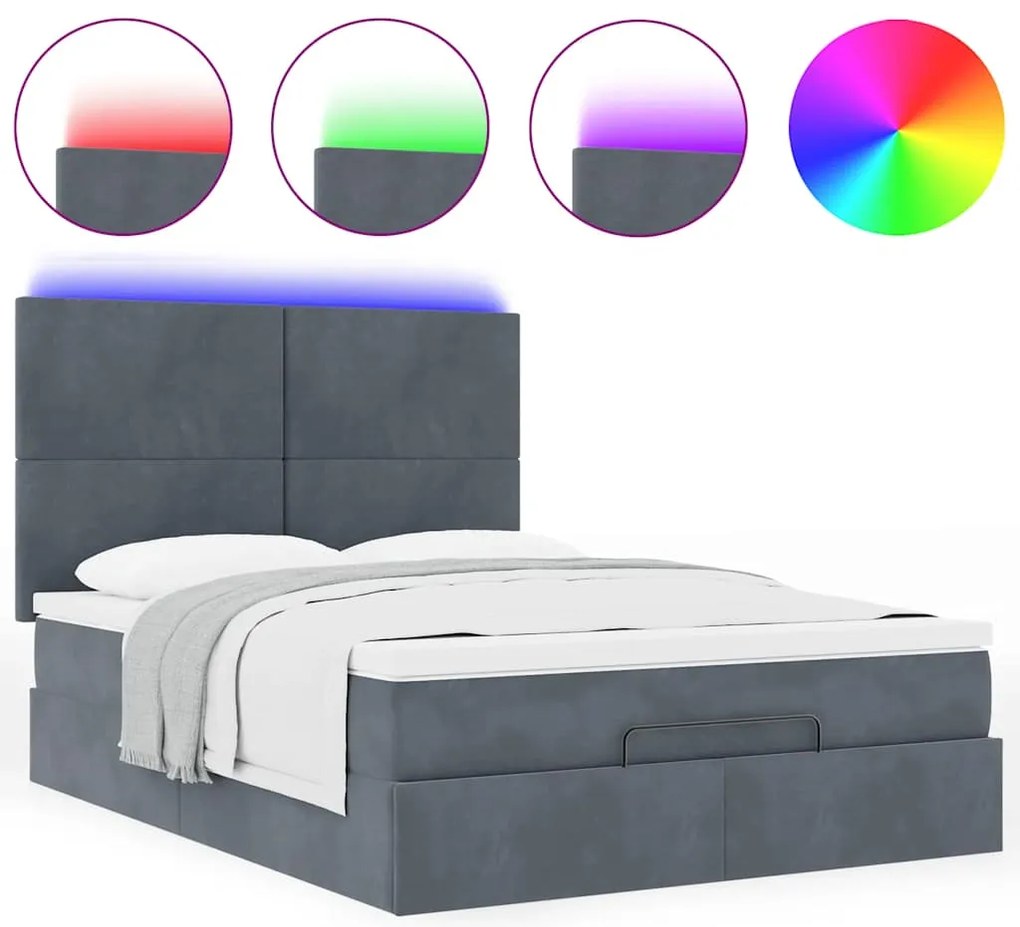 Estrutura de cama otomana colchões 140x200 cm cinzento escuro