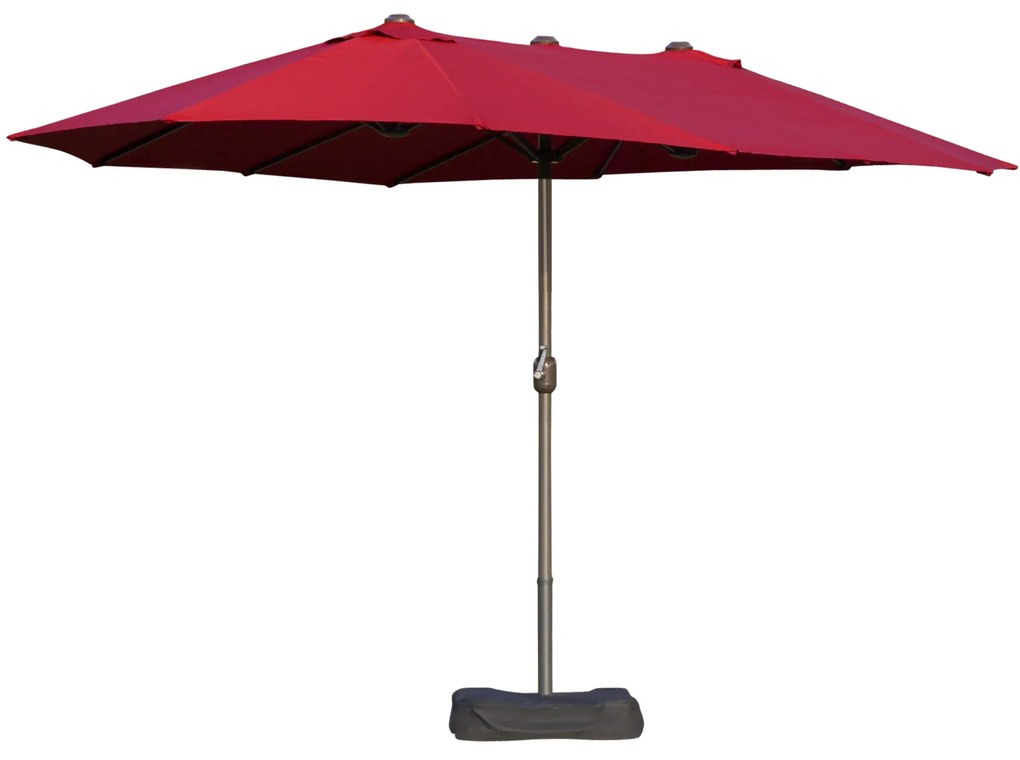 Outsunny Guarda-Sol de jardim exterior guarda-sol duplo retangular 4,6L x 2,7l x 2,4A m com abertura e fecho manivela, sacos de peso e base incluídos, para varanda, piscina, bordeaux | Aosom Portugal