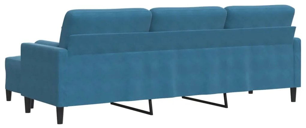 Sofá de 3 lugares com apoio de pés 210 cm veludo azul