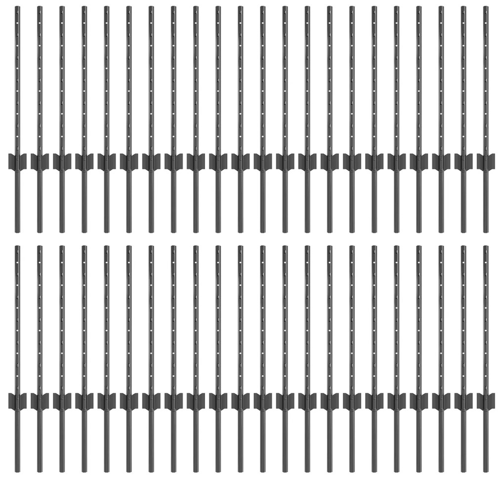Postes de Cerca 44 pcs U-Channel Cinza 100 cm Aço