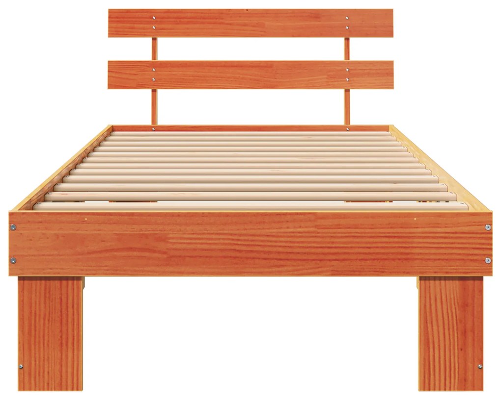 Estrado de Cama com Cabeceira Castanho Encerado 90x190 cm Madeira Maci