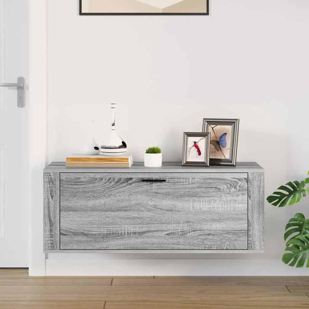 Sapateira de parede 100x35x38 cm derivados madeira cinza sonoma