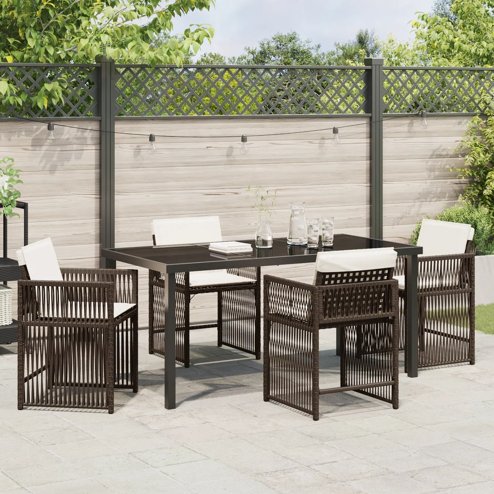 Conjunto de Jantar para Jardim com Almofadas Marron Vime Poly Rattan