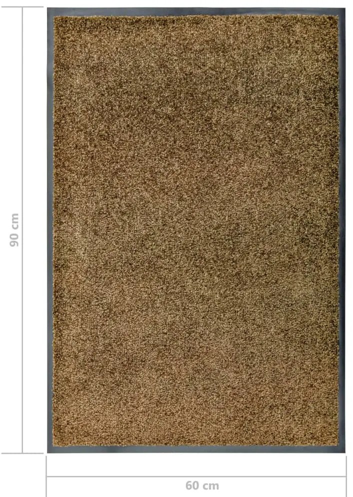 Tapete de porta lavável 60x90 cm castanho