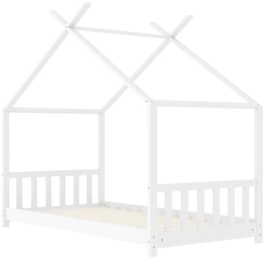 Estrutura de cama para crianças 70x140 cm pinho maciço branco